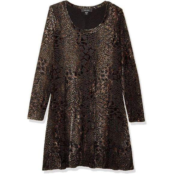 Karen Kane Velvet Burnout Dress XS Brown - Picture 3 of 9